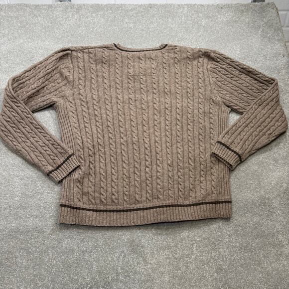 Vintage GAP Cable Knit Sweater Wool Blend Brown XXL Hong Kong Fishermancore Y2K - Picture 2 of 11